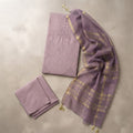 Unstitched Lavender Embroidered Cotton Suit with Gold Checkered Dupatta – racdo.pk