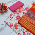 Unstitched Vibrant Floral & Orange Printed Lawn Suit Set | racdo.pk