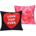 Cotton Fabric Throw Pillows, 2 Pack (16"x16") Cover & Insert, Black and Pink