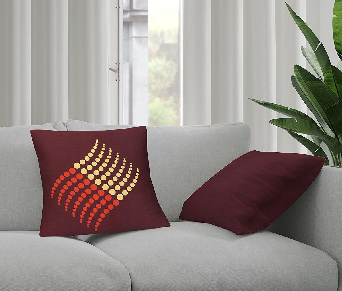 Cotton Fabric Throw Pillows, 2 Pack (18"x18") Cover Only, Burgundy