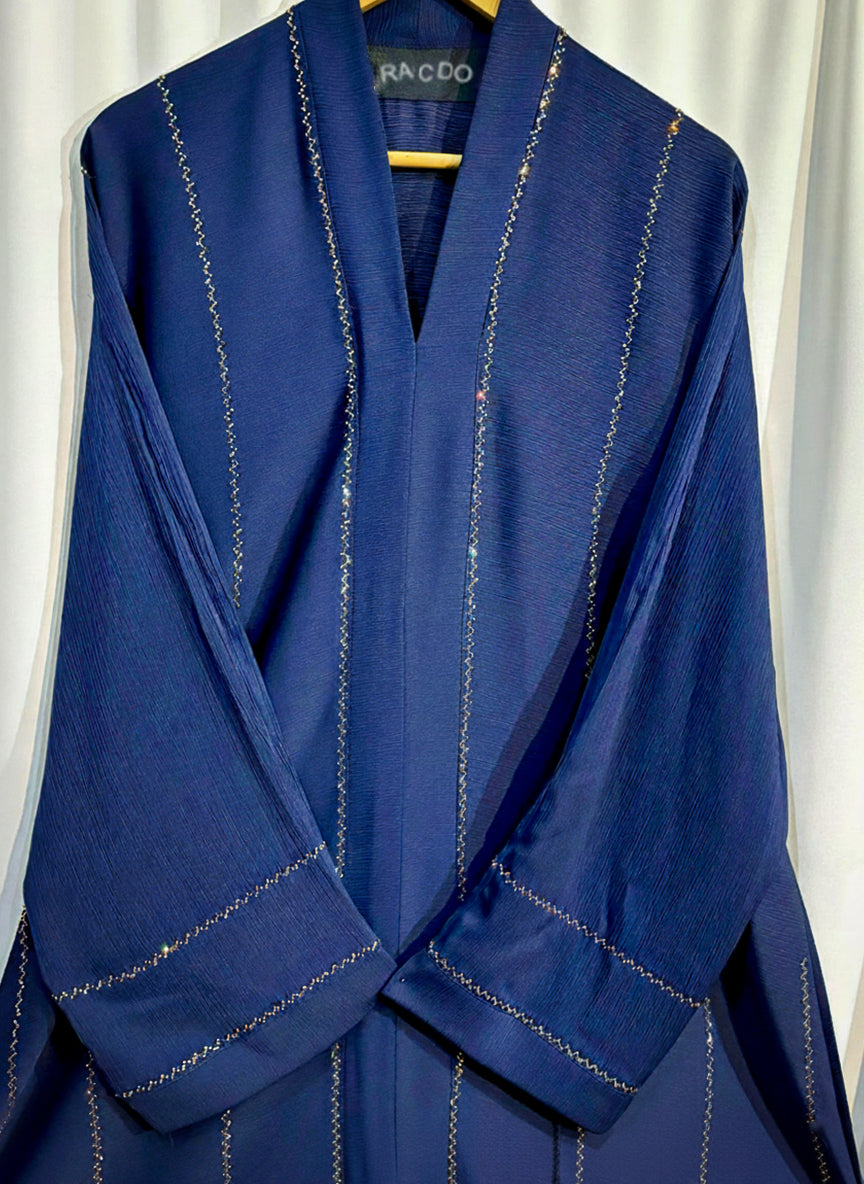 Embellished Open Front Abaya with Kimono Sleeves & Belt | Elegant Modest Women’s Fashion – Racdo Market