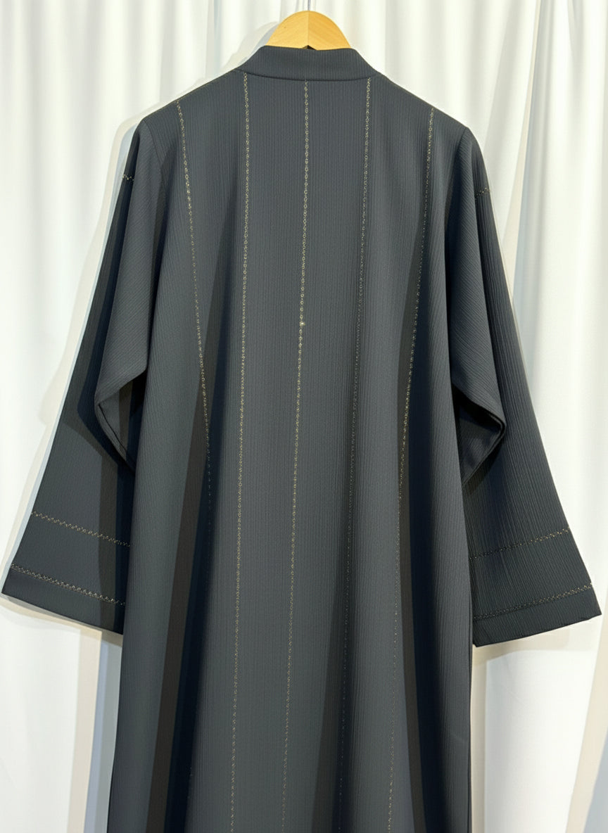 Embellished Open Front Abaya with Kimono Sleeves & Belt | Elegant Modest Women’s Fashion – Racdo Market