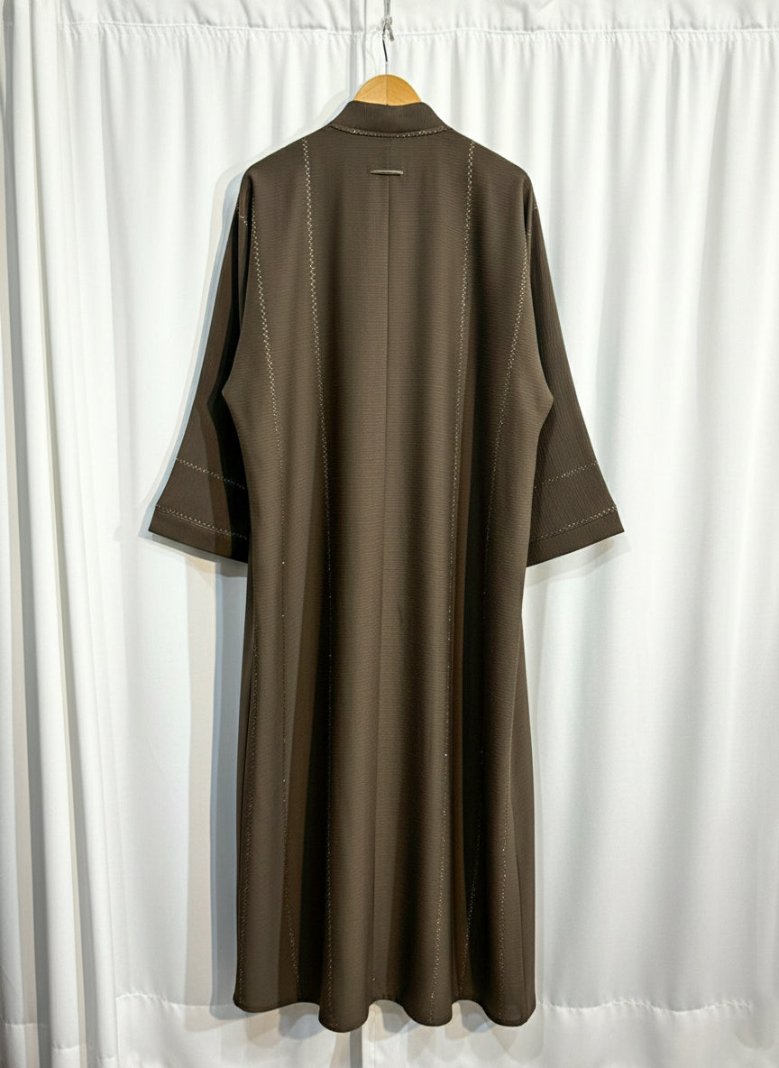 Embellished Open Front Abaya with Kimono Sleeves & Belt | Elegant Modest Women’s Fashion – Racdo Market