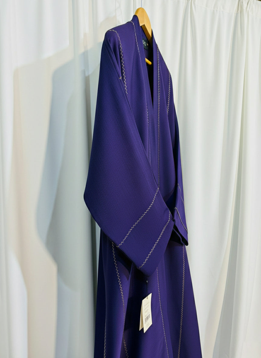 Embellished Open Front Abaya with Kimono Sleeves & Belt | Elegant Modest Women’s Fashion – Racdo Market