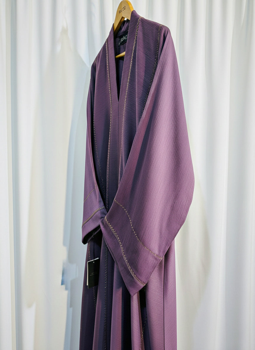 Embellished Open Front Abaya with Kimono Sleeves & Belt | Elegant Modest Women’s Fashion – Racdo Market