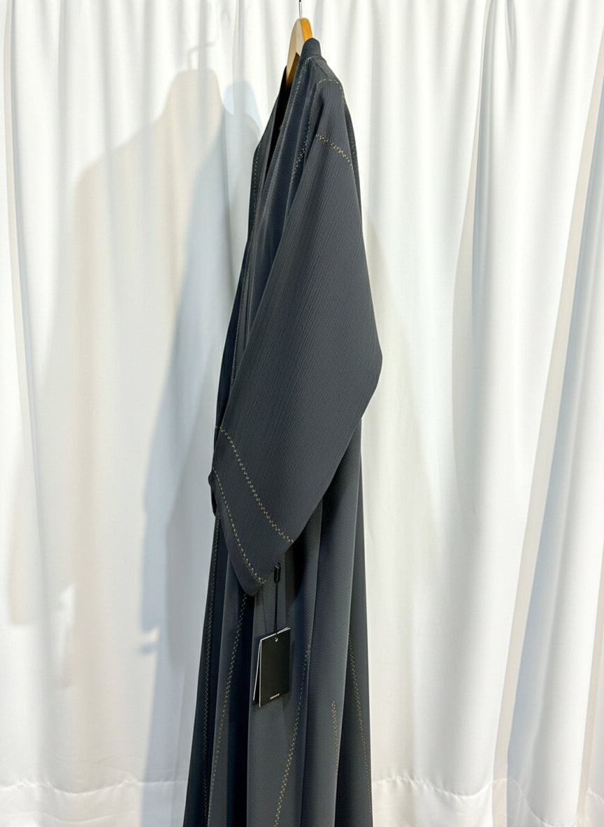 Embellished Open Front Abaya with Kimono Sleeves & Belt | Elegant Modest Women’s Fashion – Racdo Market