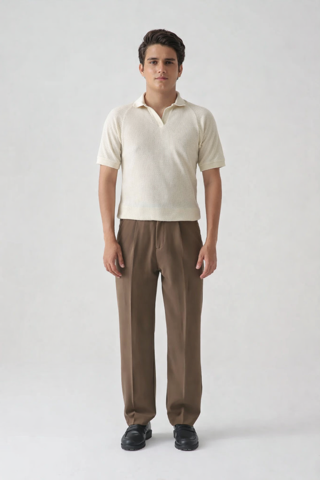 PREMIUM TEXTUERD POLO SHIRT| BEIGE