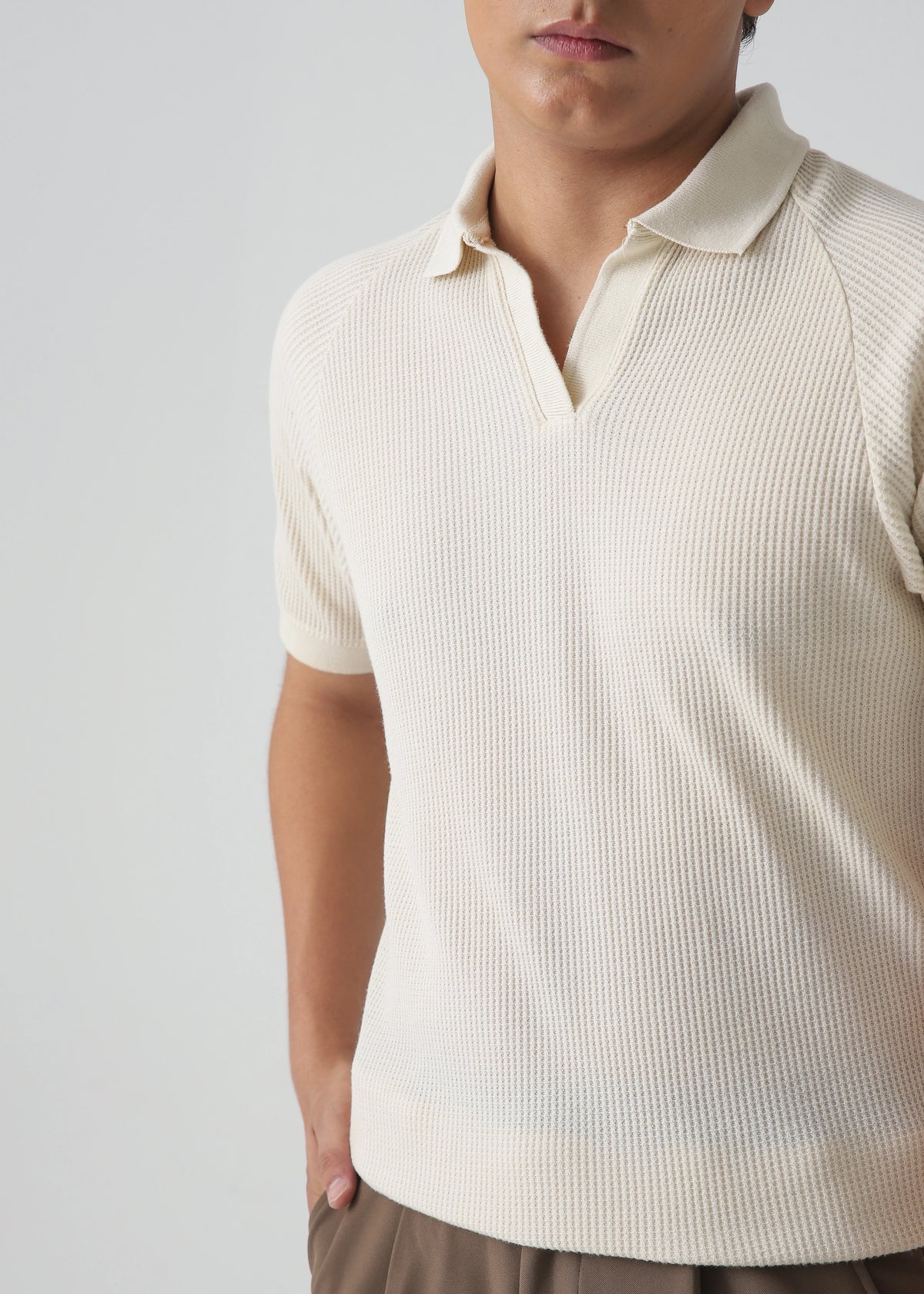 PREMIUM TEXTUERD POLO SHIRT| BEIGE