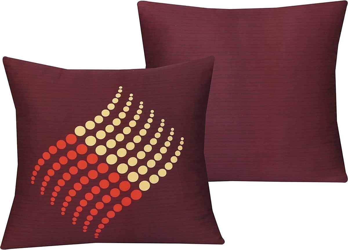 Cotton Fabric Throw Pillows, 2 Pack (18"x18") Cover Only, Burgundy