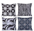 Cotton Fabric Throw Pillows, 4 Pack (16"x16") Cover & Insert, Black and Grey
