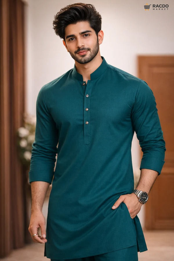 Emerald Teal Classic Kurta Suit for Men | Premium Traditional Wear – Racdo Market
