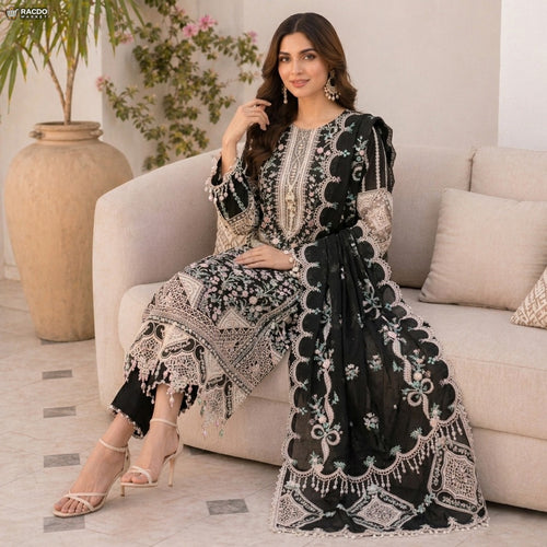 Black Embroidered Unstitched Ladies Suit | Premium Dress Design – RACDO MARKET