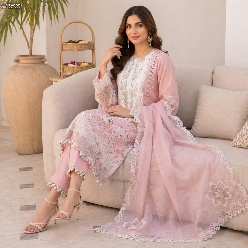 Light Baby Pink Colour Fabric – Premium Unstitched Suit Cloth | Racdo Market