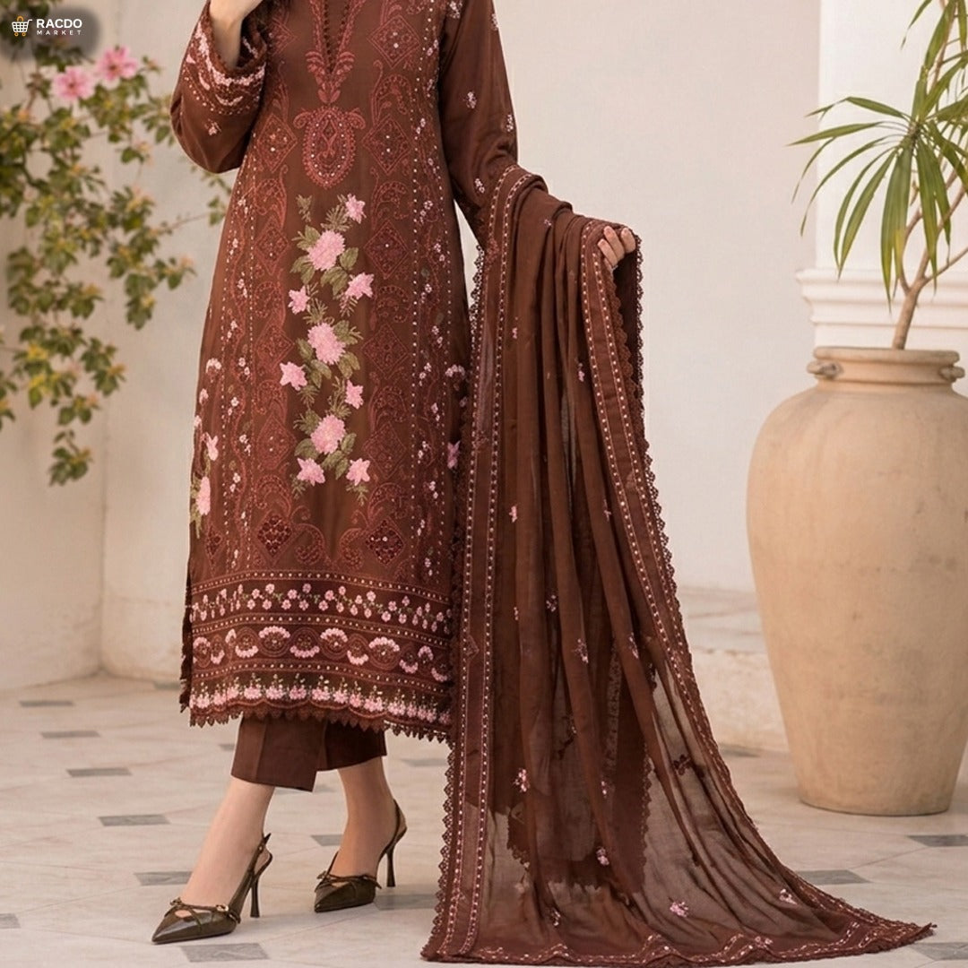 Product URL: Lawn Unstitched 3pc Embroidered Collection with Chiffon Dupatta