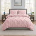 Blush Pink Pin-Tucked Printed King Size 3-Piece Bedding Set
