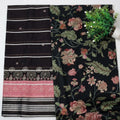 Unstitched Black Floral Printed Lawn Suit Set | racdo.pk