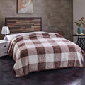 Brown & Cream Checkered Printed King Size Blanket