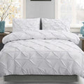 White Geometric Pin-Tucked Printed King Size 3-Piece Quilt Cover Set