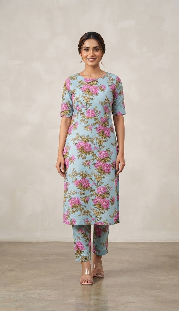 Unstitched Pastel Blue Floral Printed Lawn Suit – racdo.pk